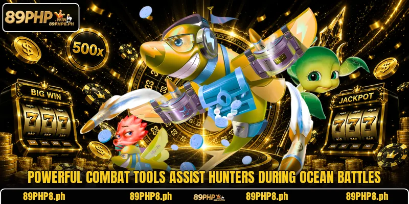 Powerful combat tools assist hunters during ocean battles