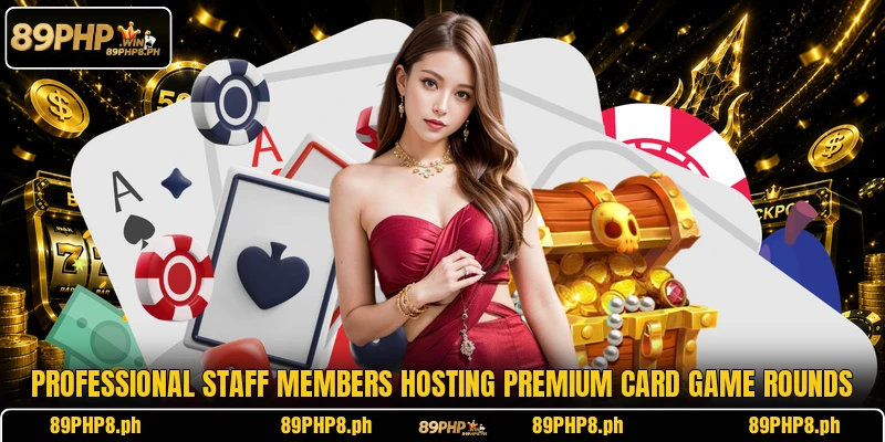 Professional staff members hosting premium card game rounds