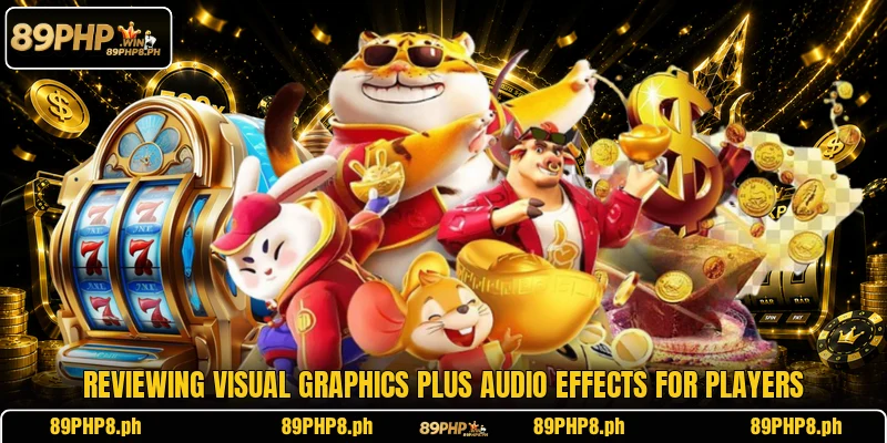 Reviewing visual graphics plus audio effects for players