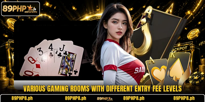 Various gaming rooms with different entry fee levels